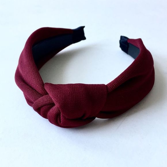 Burgundy Ribbed Fabric Headband,  Center Knot NWT - Picture 3 of 5